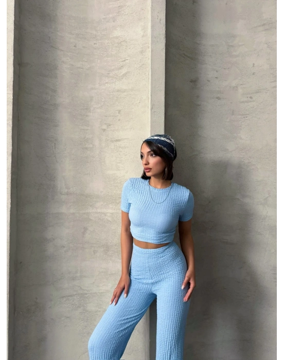 Gofre İkili Takım-mavi