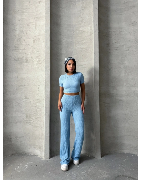 Gofre İkili Takım-mavi