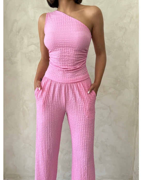 Gofre Tek Omuz Takım-pembe