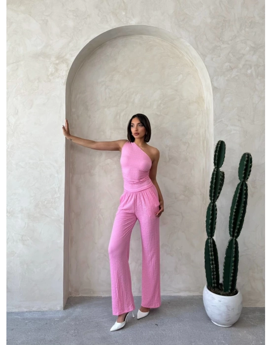 Gofre Tek Omuz Takım-pembe