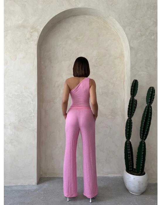 Gofre Tek Omuz Takım-pembe