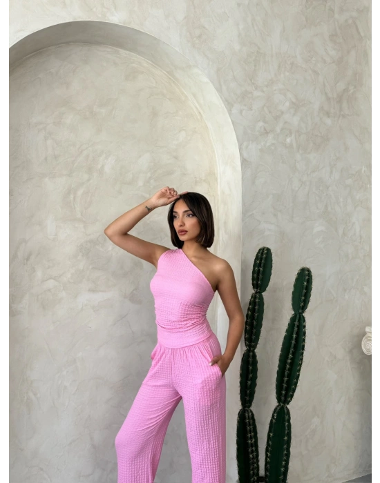 Gofre Tek Omuz Takım-pembe