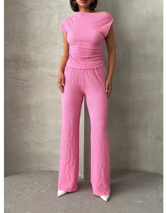 Gofre Tek Omuz Takım-pembe