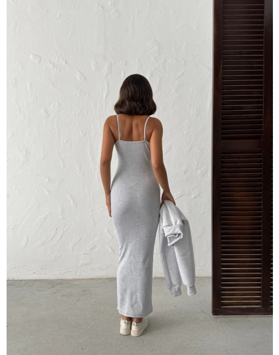 Hırkalı Elbiseli Set-gri