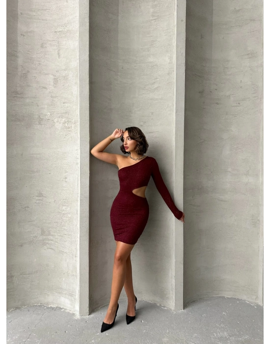 Jess Simli Elbise-bordo