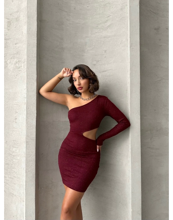 Jess Simli Elbise-bordo