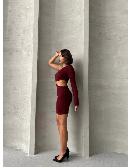 Jess Simli Elbise-bordo