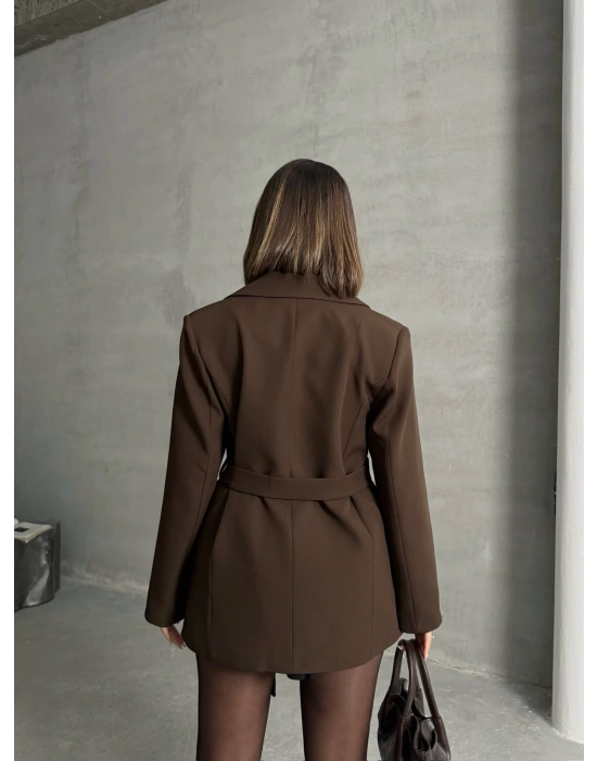 Kemer Detaylı Blazer Ceket-kahve