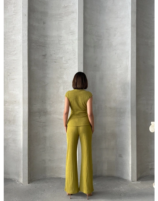 Kruvaze Beli Tokalı Takım-yağ yeşili