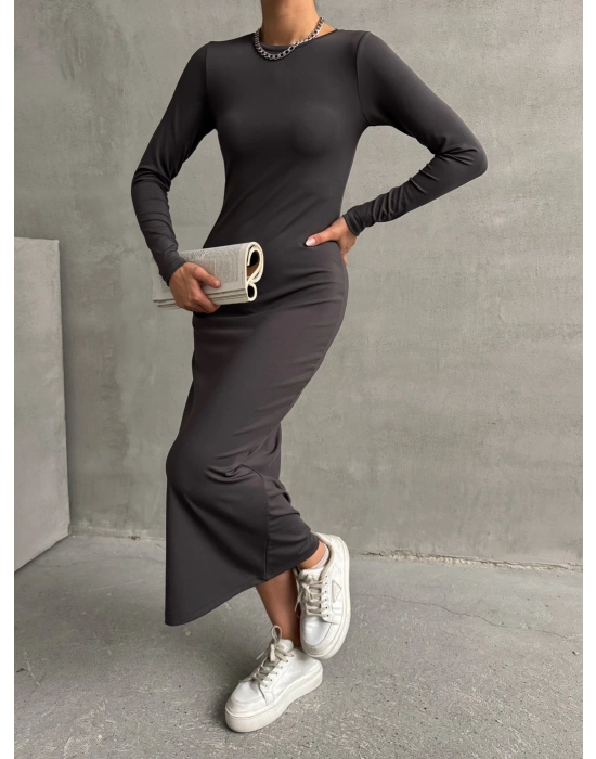 Maxi Uzun Elbise-Antrasit