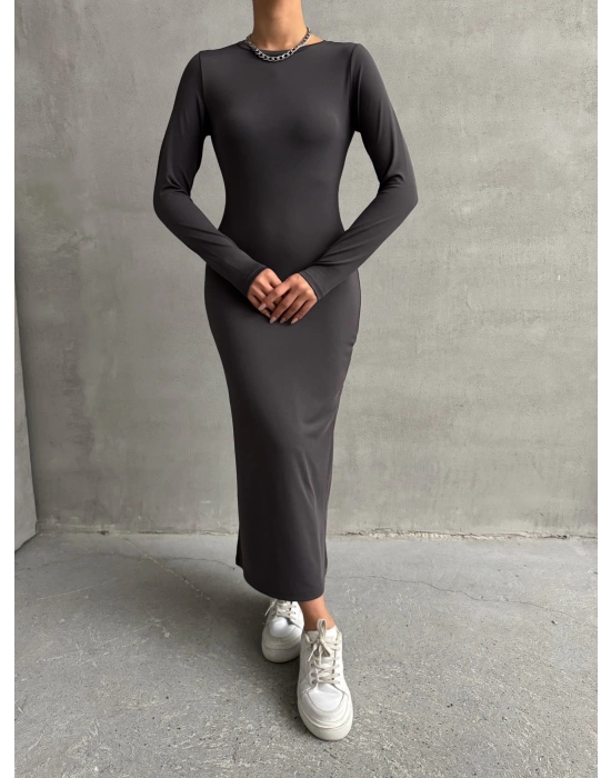 Maxi Uzun Elbise-Antrasit