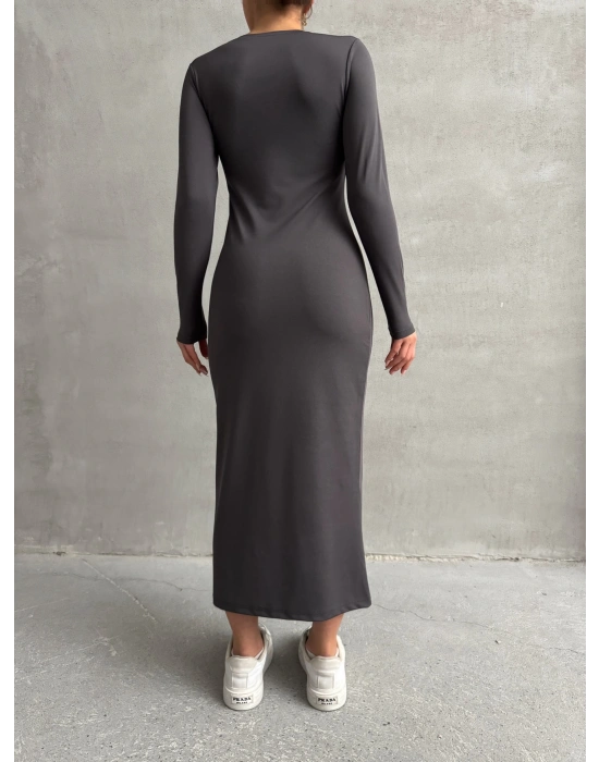 Maxi Uzun Elbise-Antrasit