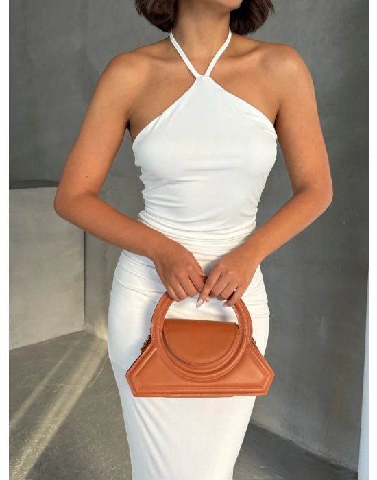 Neckline Elbise -beyaz