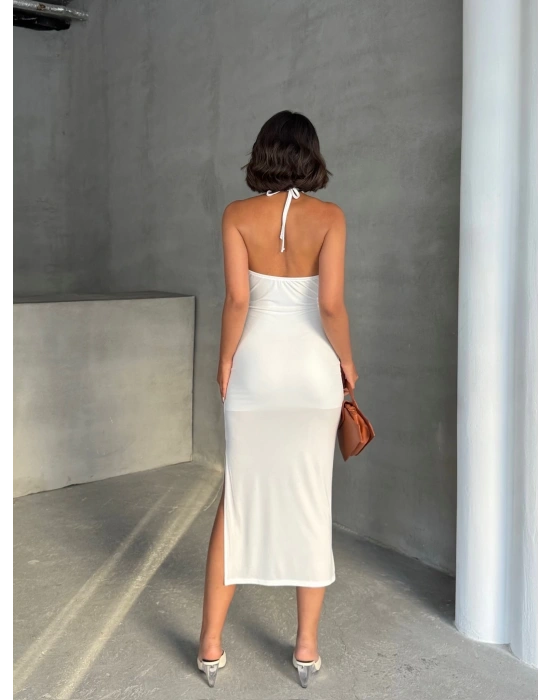 Neckline Elbise -beyaz
