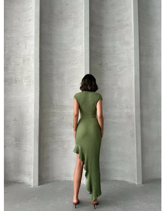 Önü Bağlamalı Fırfır Etekli Takım-yeşil