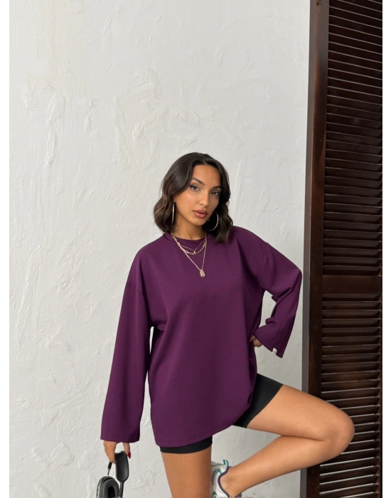 Oversize Basic Bluz-mürdüm
