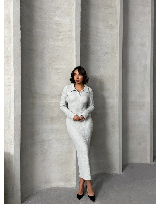 Polo Yaka Elbise-gri