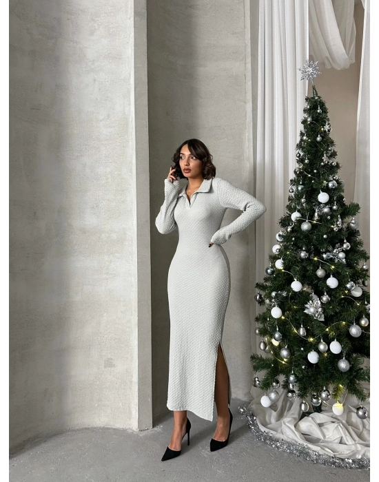 Polo Yaka Elbise-gri