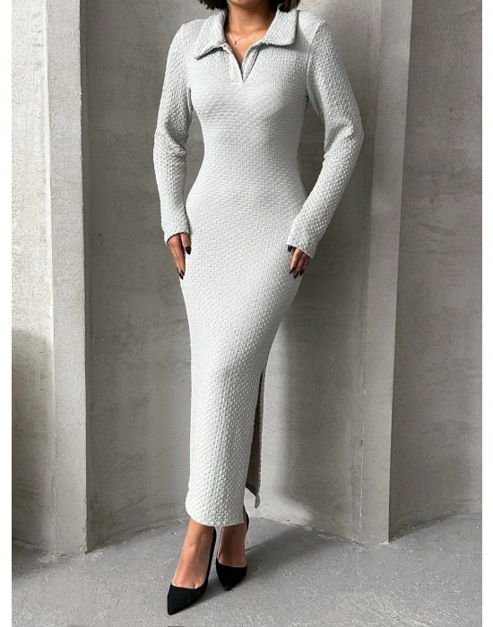 Polo Yaka Elbise-gri