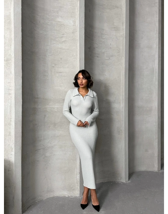 Polo Yaka Elbise-gri