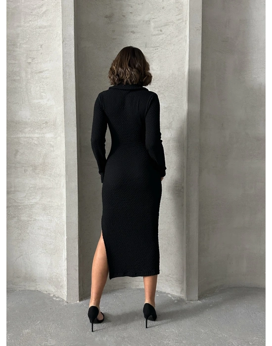 Polo Yaka Elbise-siyah