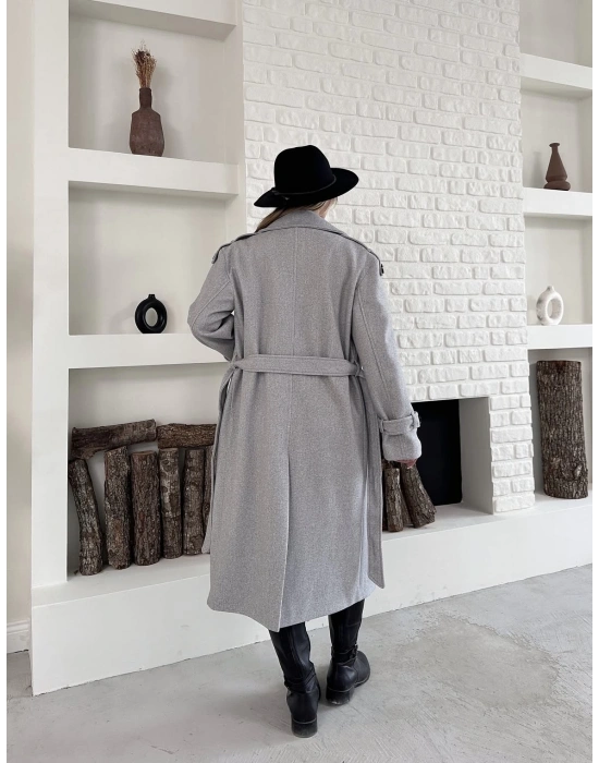 Premium Kaşe Kaban-açık gri