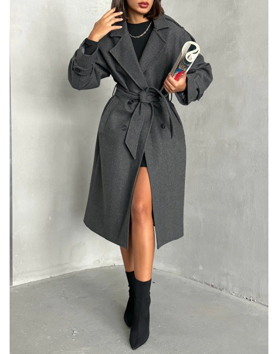 Premium Kaşe Kaban -Antrasit