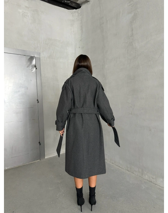 Premium Kaşe Kaban -Antrasit