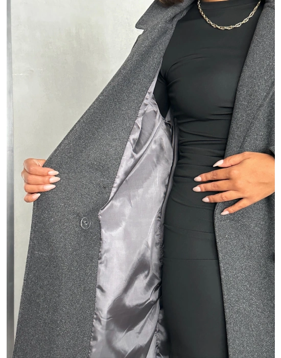 Premium Kaşe Kaban -Antrasit