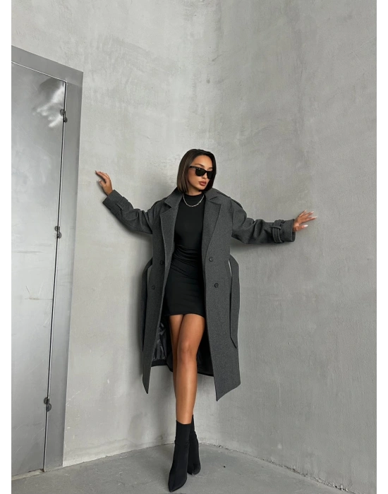 Premium Kaşe Kaban -Antrasit