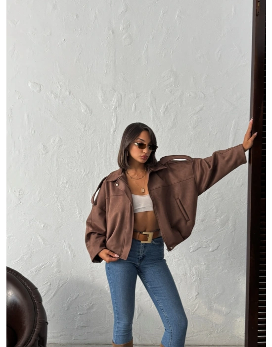 Premium Süet Touch Ceket-kahve