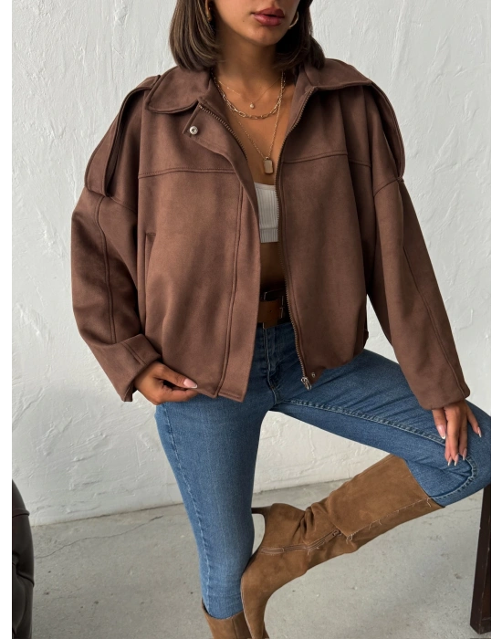 Premium Süet Touch Ceket-kahve