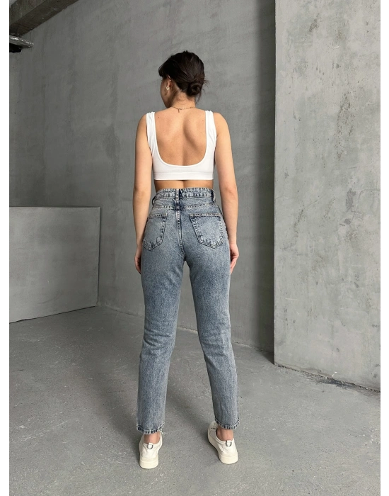 Raw Yıkama Mom Jean