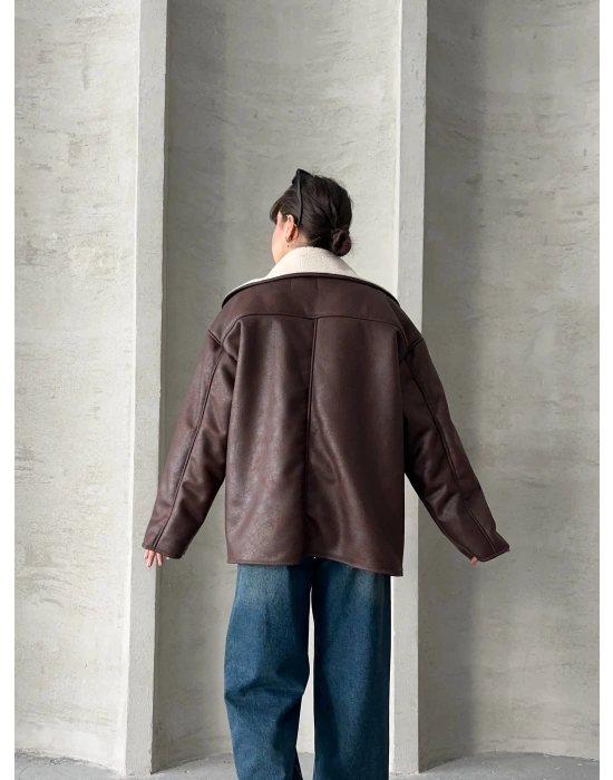 Riva Kürklü Ceket-kahve