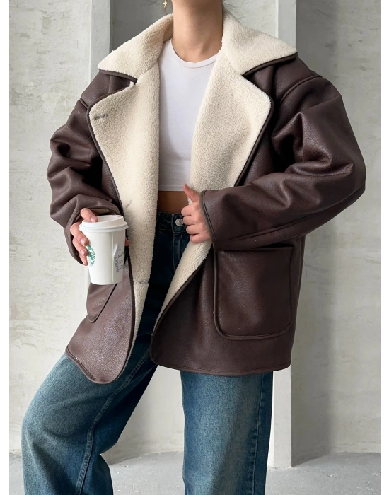 Riva Kürklü Ceket-kahve