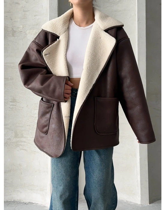 Riva Kürklü Ceket-kahve