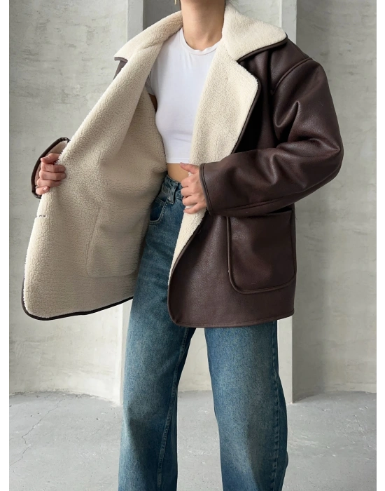 Riva Kürklü Ceket-kahve