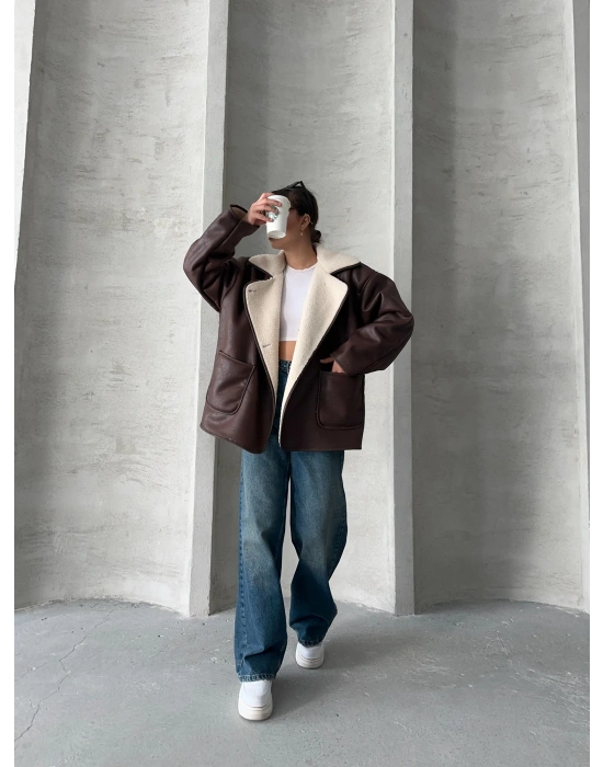 Riva Kürklü Ceket-kahve