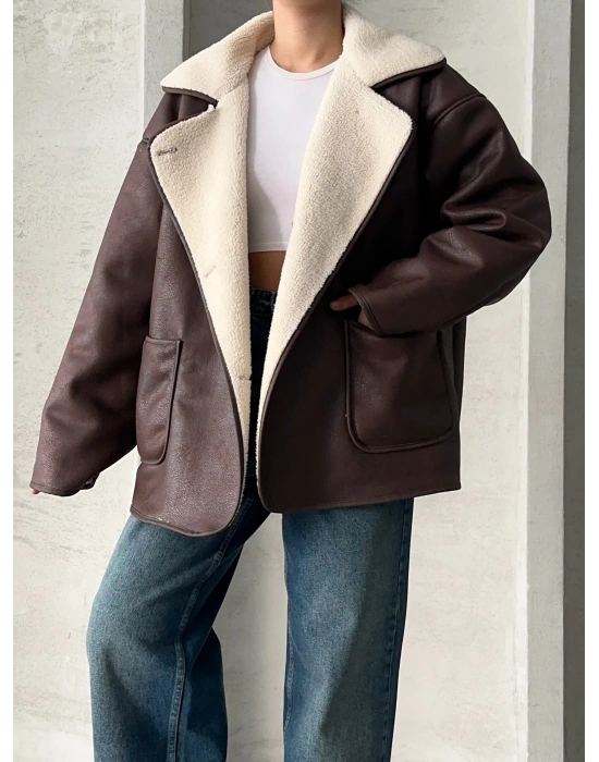 Riva Kürklü Ceket-kahve