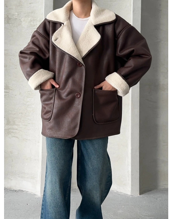 Riva Kürklü Ceket-kahve