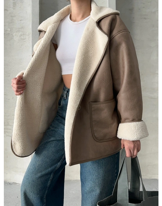 Riva Kürklü Ceket-bej