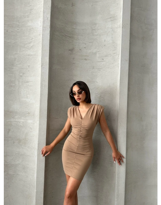 Soft Touch Elbise - taba