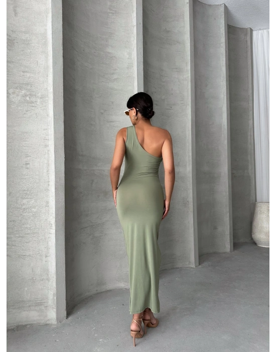 Tek Omuz Elbise-yeşil