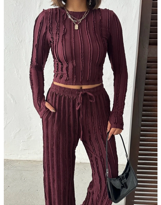 Ters Dikiş Cozy İkili Takım-bordo