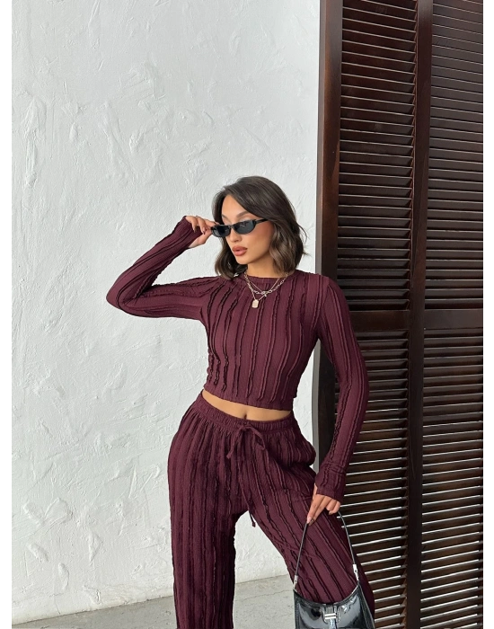 Ters Dikiş Cozy İkili Takım-bordo