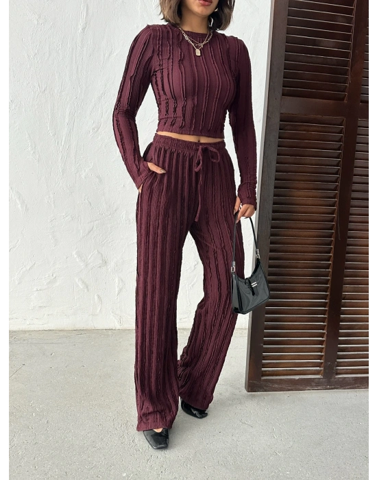 Ters Dikiş Cozy İkili Takım-bordo