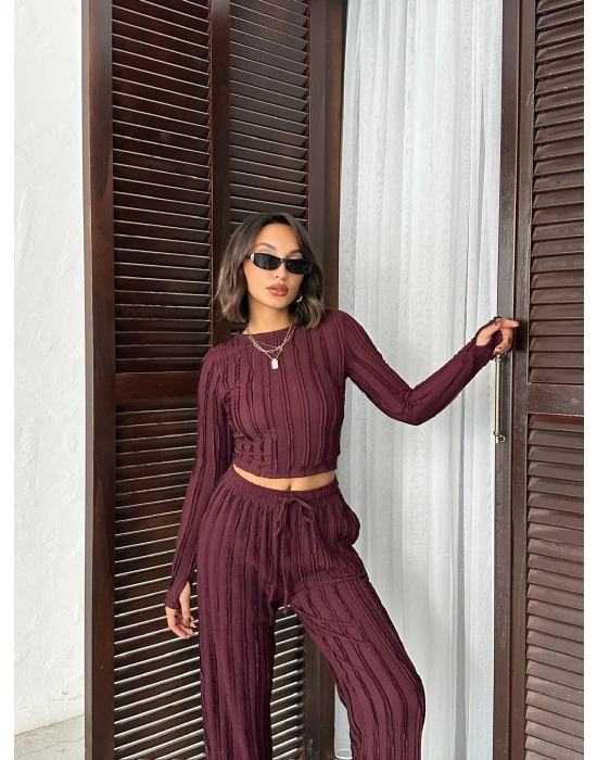 Ters Dikiş Cozy İkili Takım-bordo