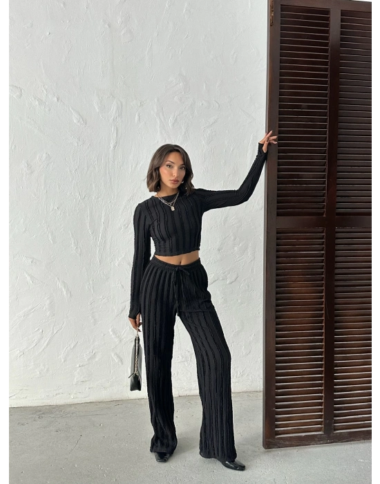 Ters Dikiş Cozy İkili Takım-siyah