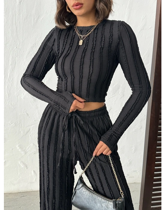 Ters Dikiş Cozy İkili Takım-siyah