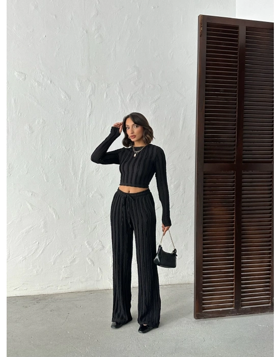 Ters Dikiş Cozy İkili Takım-siyah